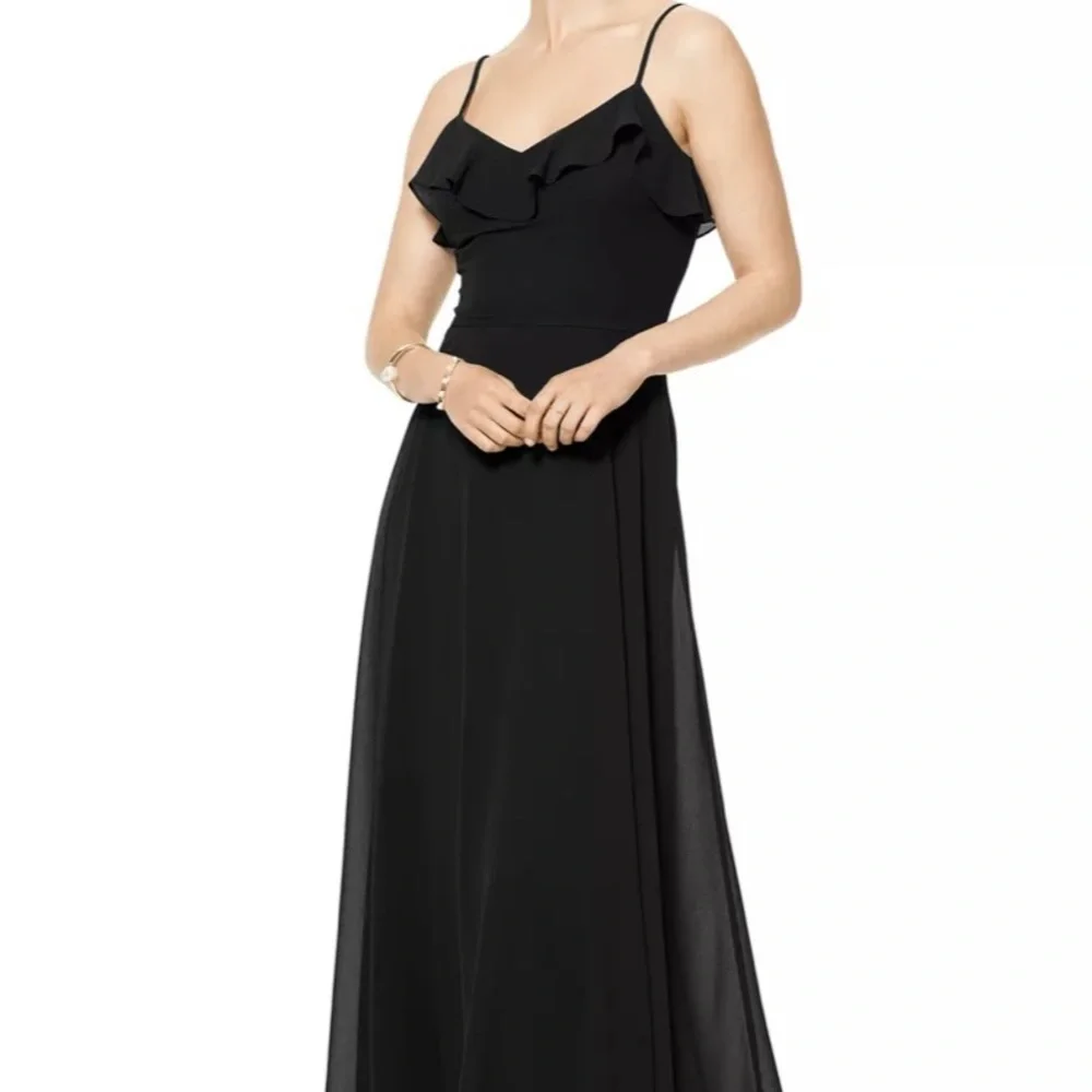 NWT Bill Levkoff Black Chiffon V-neck A-line Dress - Picture 1 of 8